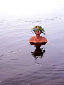 With a garland made of water