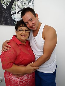 Naughty big mama playing with her toy boy