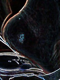 Luminous contours of legs heels and ass